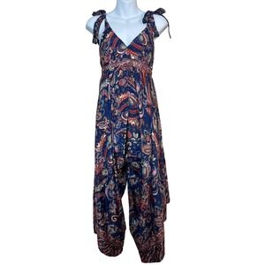 Follow Your‎ Soul Vintage Silk Paisley Whimsy print Mushroom Jumpsuit OS